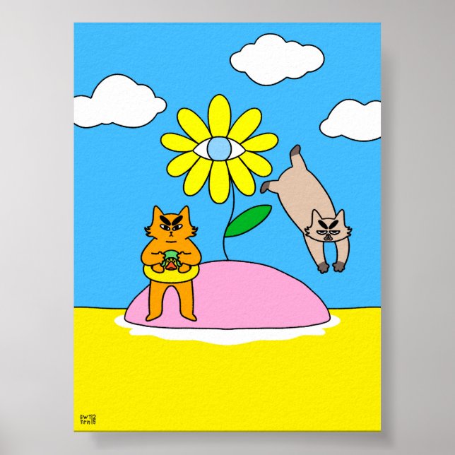 Färgglada sommarvibbar katt poster (Framsidan)