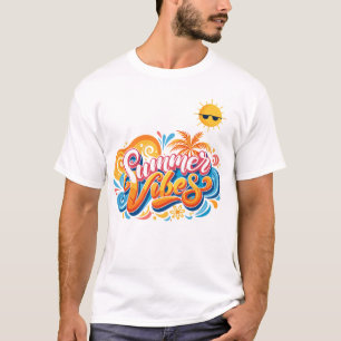 Färgglada sommarvibbar T-shirt – Rolig strand & se