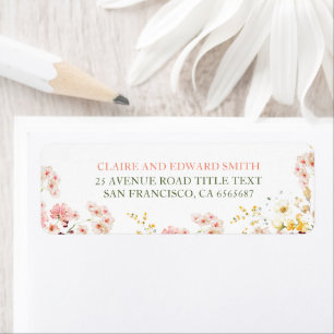 Färgglada sommarvildblommor söta returadress etikett