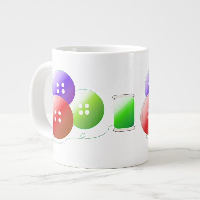 Färgglada sömnadsprylar jumbo mugg (Framsida vänster)