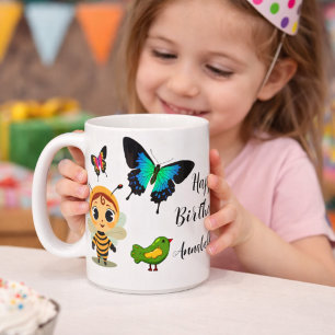 Färgglada söta djur Födelsedagsflicka Rollig konst Kaffemugg
