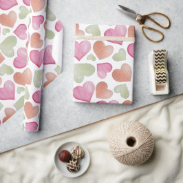 Färgglada söta hjärtan vattenfärg mönster presentpapper