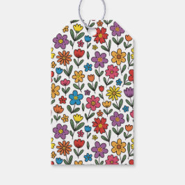 Färgglada söta vårblommor presentkort presentetikett