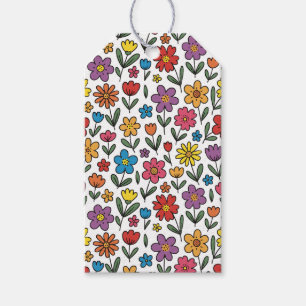 Färgglada söta vårblommor presentkort presentetikett
