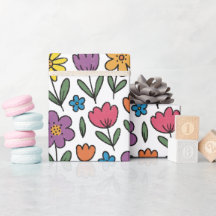 Färgglada söta vårblommor presentpapper rulle