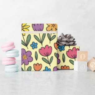 Färgglada söta vårblommor - Rullande presentpapper