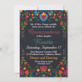 Färgglada spanska flickor 15-årsdag Quinceanera Inbjudningar