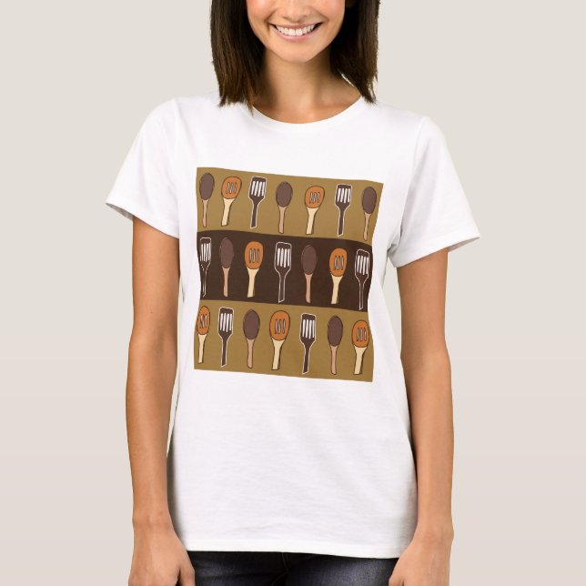 Färgglada Spatula Köksredskap T Shirt (Framsida)