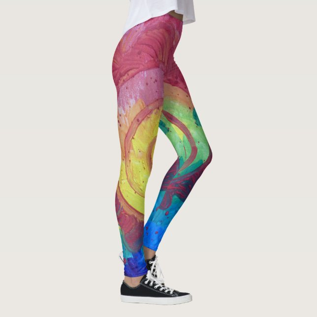 Färgglada Spiralblommor Leggings (Höger)