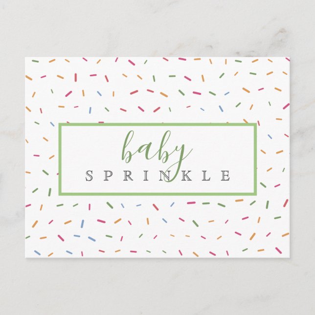 Färgglada Sprinkles Baby Sprinkle Baby Shower Inbjudan Vykort (Framsida)