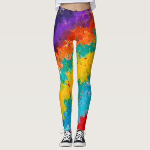 Färgglada stänk Regnbåge Färg Mode Leggings