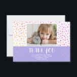 Färgglada stjärnor Födelsedagsbarn Flicka Foto Tack Kort<br><div class="desc">Färgglada stjärnor Födelsedagsbarn Flicka Foto Tackkort. Sött födelsedag tackkort till dina vänner och familj. Ladda upp ditt foto och anpassa kortet med ditt namn och text. Kortet har färgglada stjärnor och fläckar. Bra som tackkort för flickor.</div>