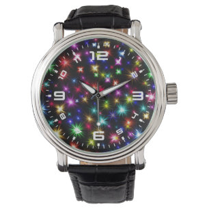 Färgglada stjärnor fyrverkeridesign armbandsur
