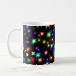 Färgglada stjärnor fyrverkeridesign kaffemugg