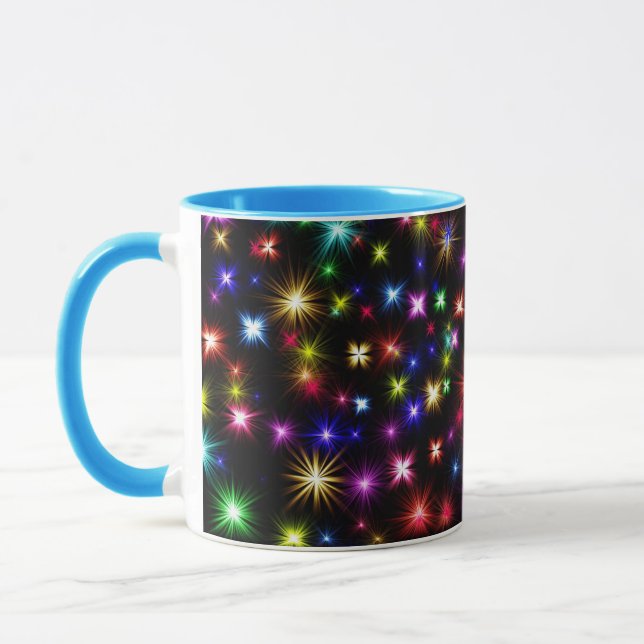 Färgglada stjärnor fyrverkeridesign mugg (Vänster)
