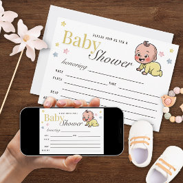Färgglada stjärnor Könsneutrala baby shower Inbjudningar