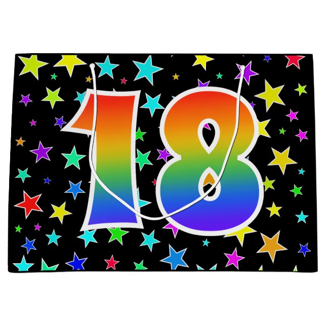 Färgglada stjärnor + regnbågsmönster "18" Event # (Framsidan)