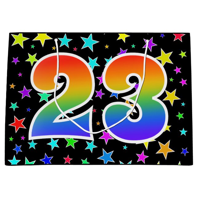 Färgglada stjärnor + regnbågsmönster "23" Event # (Framsidan)