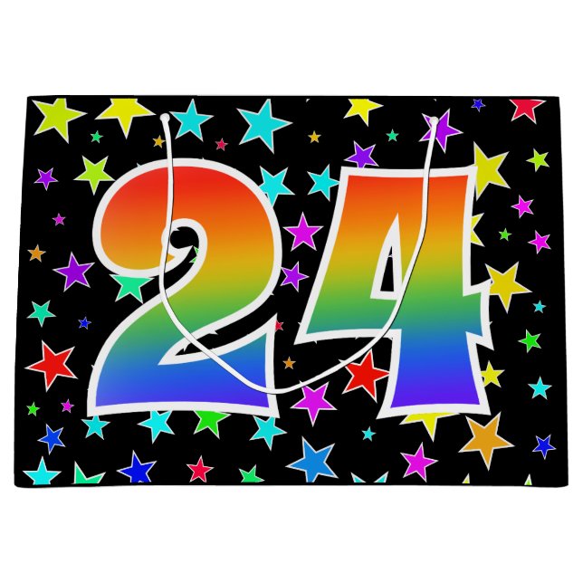 Färgglada stjärnor + regnbågsmönster "24" Event # (Framsidan)