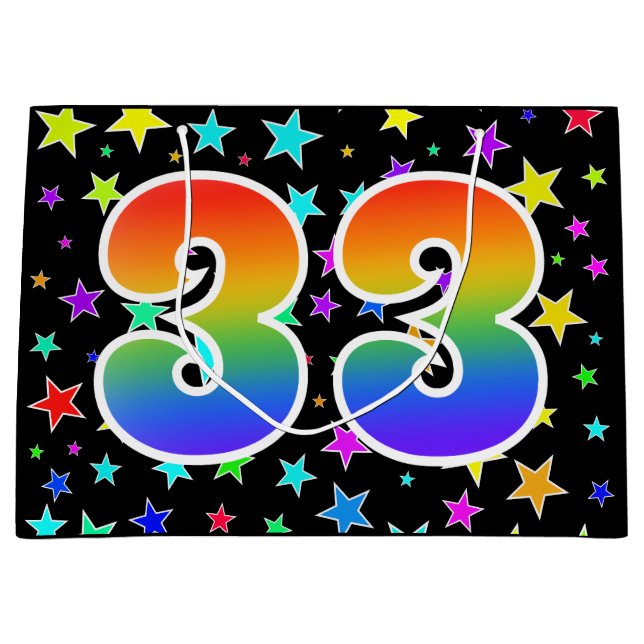 Färgglada stjärnor + regnbågsmönster "33" Event # (Framsidan)