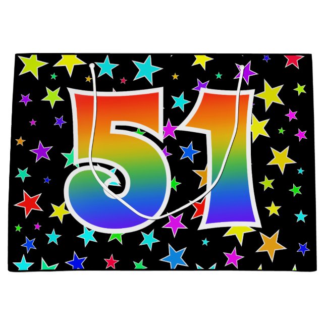 Färgglada stjärnor + regnbågsmönster "51" Event # (Framsidan)