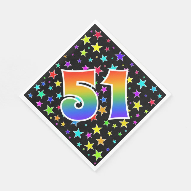 Färgglada stjärnor + regnbågsmönster "51" Event # Pappersservett (Hörn)