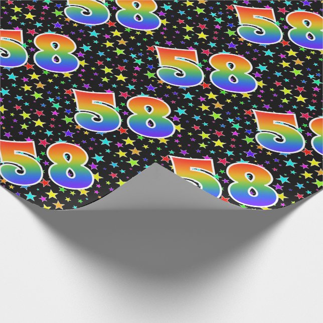 Färgglada Stjärnor + Regnbågsmönster "58" Event # Presentpapper (Hörn)