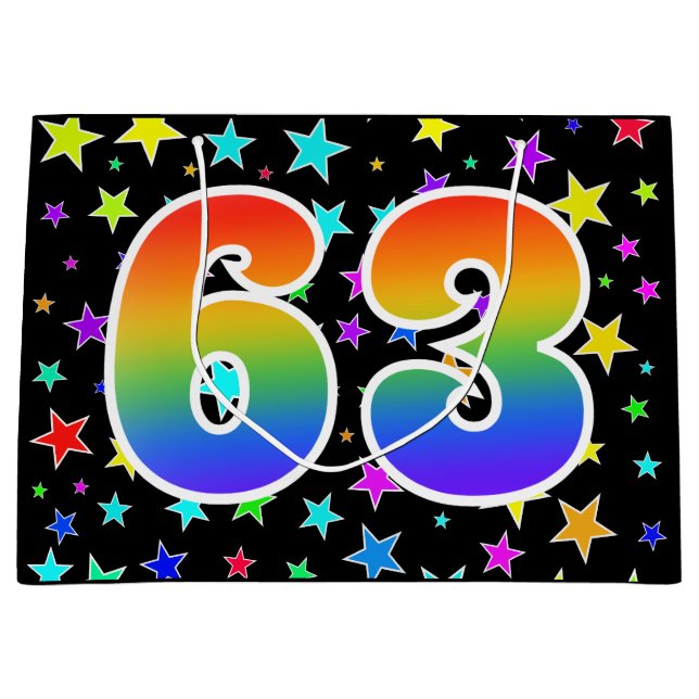 Färgglada stjärnor + regnbågsmönster "63" Event # (Framsidan)
