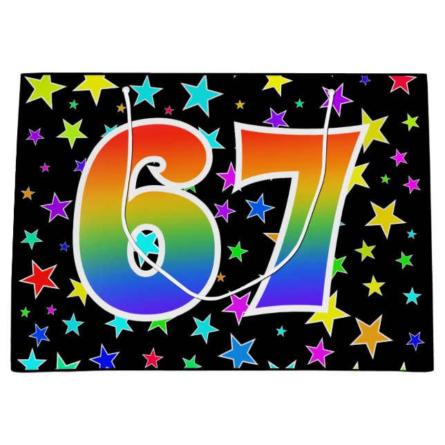 Färgglada stjärnor + regnbågsmönster "67" Event # (Framsidan)