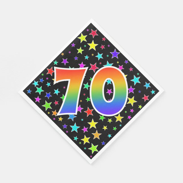 Färgglada stjärnor + regnbågsmönster "70" Event # Pappersservett (Hörn)