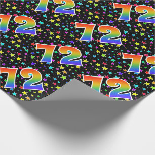 Färgglada Stjärnor + Regnbågsmönster "72" Event # Presentpapper
