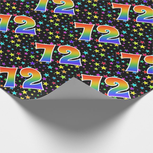 Färgglada Stjärnor + Regnbågsmönster "72" Event # Presentpapper (Hörn)