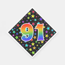 Färgglada stjärnor + regnbågsmönster "91" Event # Pappersservett