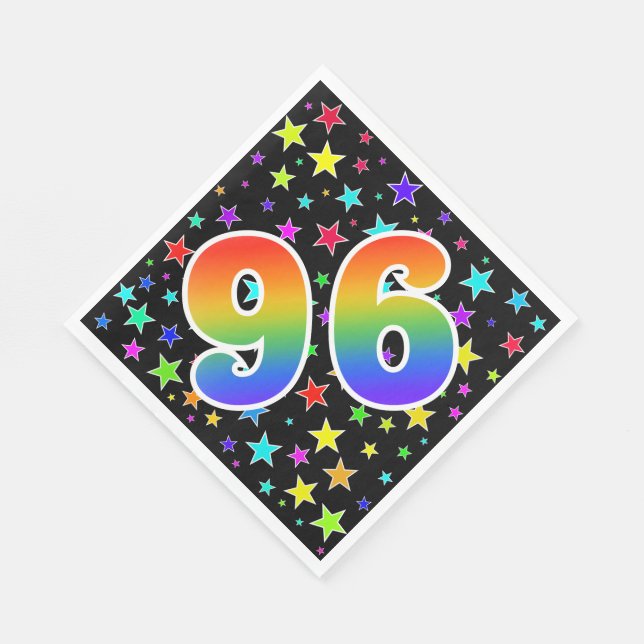 Färgglada stjärnor + regnbågsmönster "96" Event # Pappersservett (Hörn)