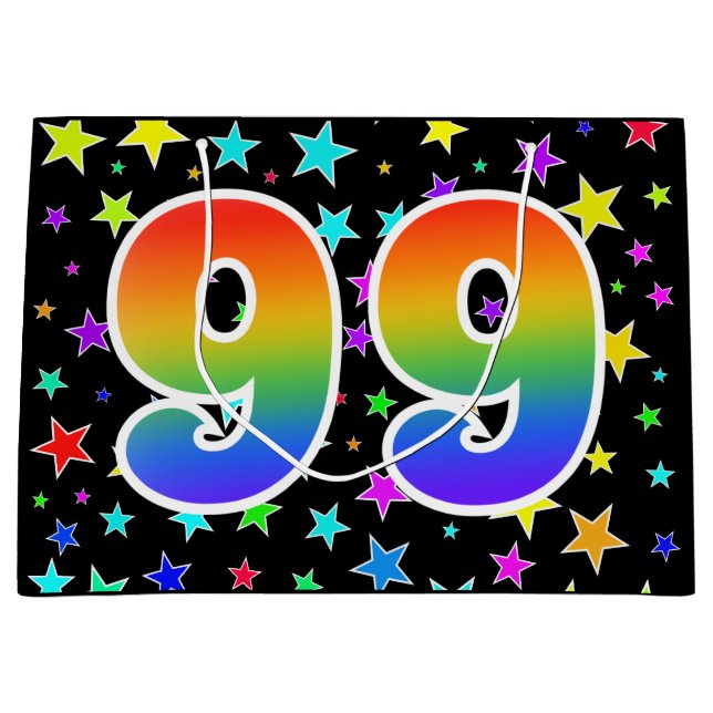 Färgglada stjärnor + regnbågsmönster "99" Event # (Framsidan)