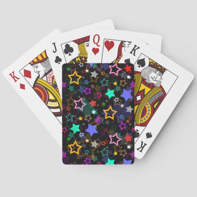 Färgglada stjärnor svarta  casinokort (Baksidan)