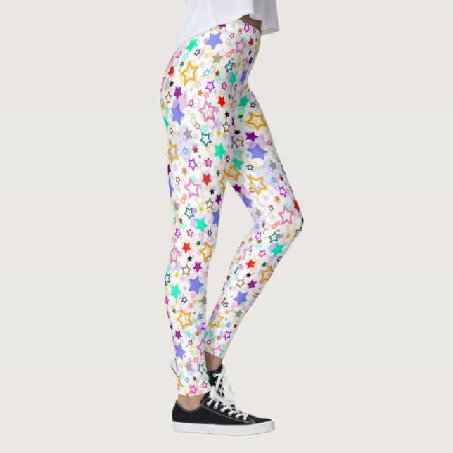 Färgglada stjärnor vita  leggings (Höger)