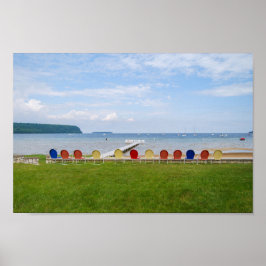 Färgglada stolar, Door County, Wiscons Poster