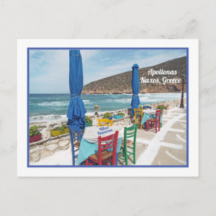 FÄRGGLADA STRANDSTOLAR OCH BORD, GREKLAND, NAXOS VYKORT