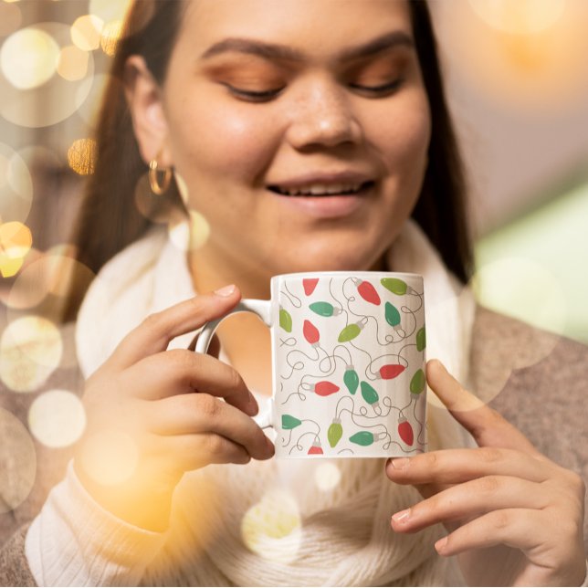 Färgglada strängljus julmönster kaffemugg (Fun Christmas Mug)