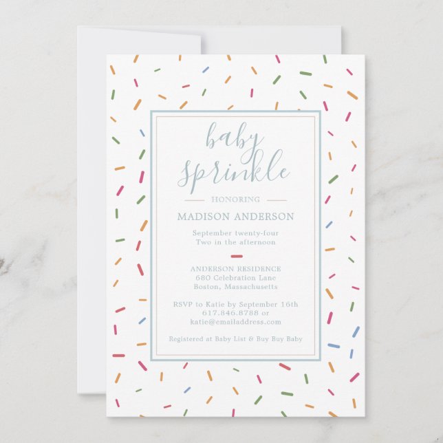 Färgglada strössel Baby Strössel Baby Shower Inbjudningar (Framsida)