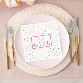 Färgglada strössel Det är en tjej Bebisens dag pap Pappersservett