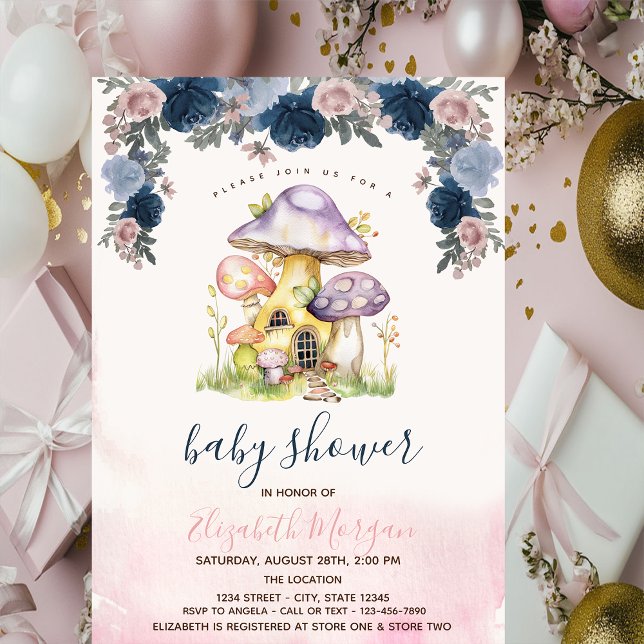 Färgglada svampblommor Baby Shower  Inbjudningar (Skapare uppladdad)
