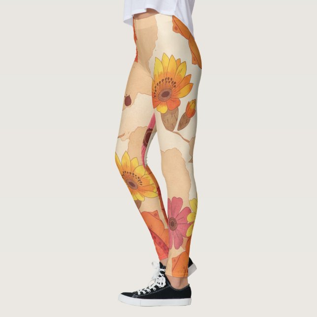 Färgglada sydvästinspirerade blomsterleggings leggings (Vänster)