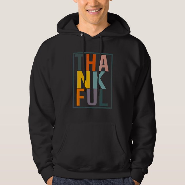 Färgglada Tacksamma Bokstäver Thanksgiving Höst Pu Hoodie (Framsida)