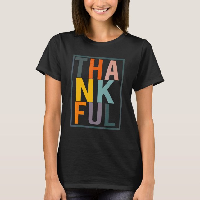 Färgglada Tacksamma Bokstäver Thanksgiving Höst Pu T Shirt (Framsida)