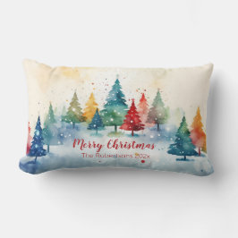 Färgglada tallar God Jul Lumbarkudde