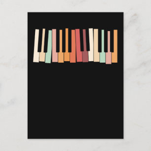Färgglada tangentbordspianotangenter Retro-pianist Vykort