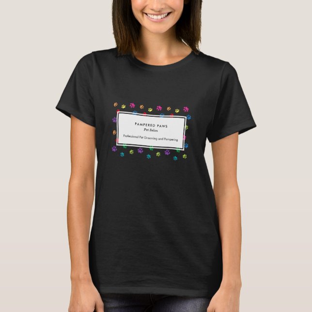 Färgglada tassavtryck Professionell husdjursallong T Shirt (Framsida)