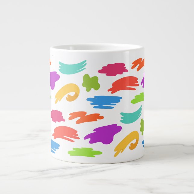 Färgglada tecknade penseldrag jumbo mugg (Framsidan)